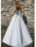 Strapless Satin White Lace Up Wedding Dress